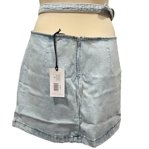 Revolve We Wore What Skirt Women M Denim Cut Out Mini Light Wash 90s Y2K Casual - Picture 14 of 14